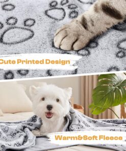 Luciphia 1 Pack 3 Blankets Fluffy Premium Fleece Pet Blanket Flannel Paw Printed Throw for Dog Cat Grey Paw Small(23