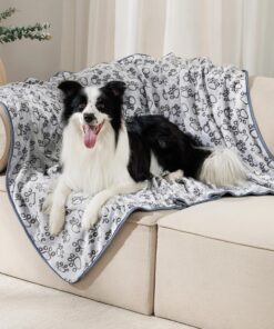 Luciphia 1 Pack 3 Blankets Fluffy Premium Fleece Pet Blanket Flannel Paw Printed Throw for Dog Cat Grey Paw Small(23