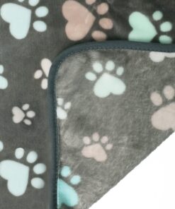 Luciphia 1 Pack 3 Blankets Fluffy Premium Fleece Pet Blanket Flannel Paw Printed Throw for Dog Cat(Small 23x16'', Grey/Brown/Blue)