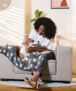 Luciphia 1 Pack 3 Blankets Fluffy Premium Fleece Pet Blanket Flannel Paw Printed Throw for Dog Cat(Small 23x16'', Grey)