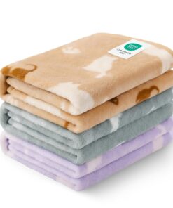 Luciphia 1 Pack 3 Blankets Super Soft Fluffy Premium Fleece Pet Blanket Flannel Throw for Dog Puppy Cat Paw Brown/Pink/White Small(23x16 inch)