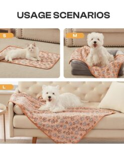 Luciphia 1 Pack 3 Blankets Super Soft Fluffy Premium Fleece Pet Blanket Flannel Throw for Dog Puppy Cat Paw Brown/Pink/White Small(23x16 inch)