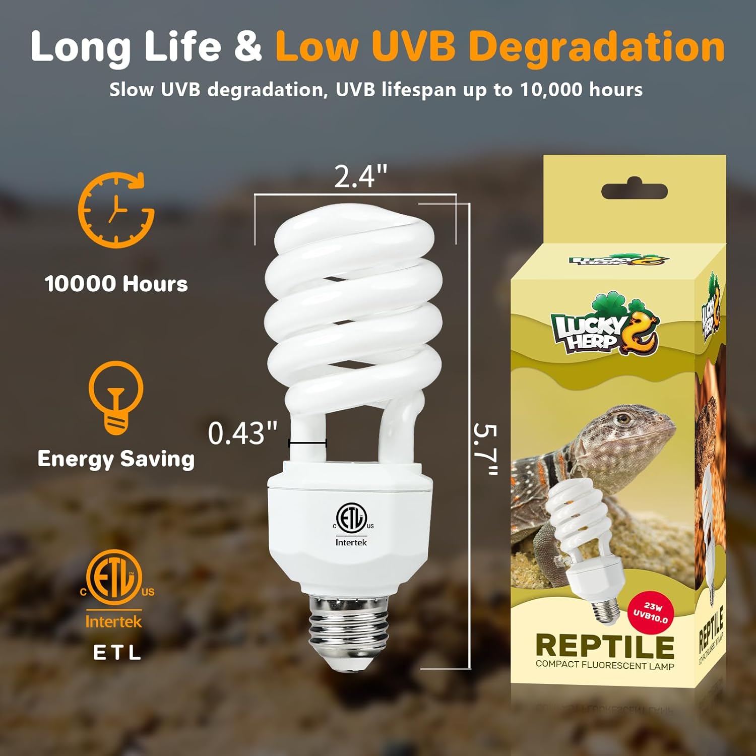 LUCKY HERP UVA UVB Reptile Light 10.0, Desert UVB 150 Compact Fluorescent Lamp, UVB Light for Reptiles 23W, UVA UVB Reptile Light Bulb, UVB Bulb for Reptiles Bearded Dragons...