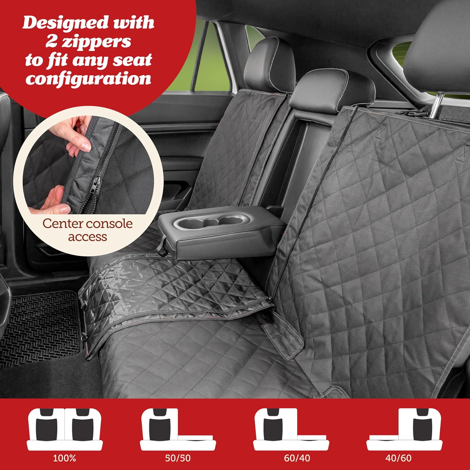 Lusso Gear Dog Car Seat Cover for Back Seat - Tan, Universal Fit - Waterproof & Non-Slip Oxford Fabric Cover - Protector for SUV & Truck - Pet Travel Accessory