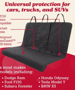 Lusso Gear Dog Car Seat Cover - Waterproof Non-Slip Car Back Seat Protector - Rear Car Seat Cover for Dogs - Universal Fit for Sedans Trucks SUVs - Scratchproof Backseat Car...