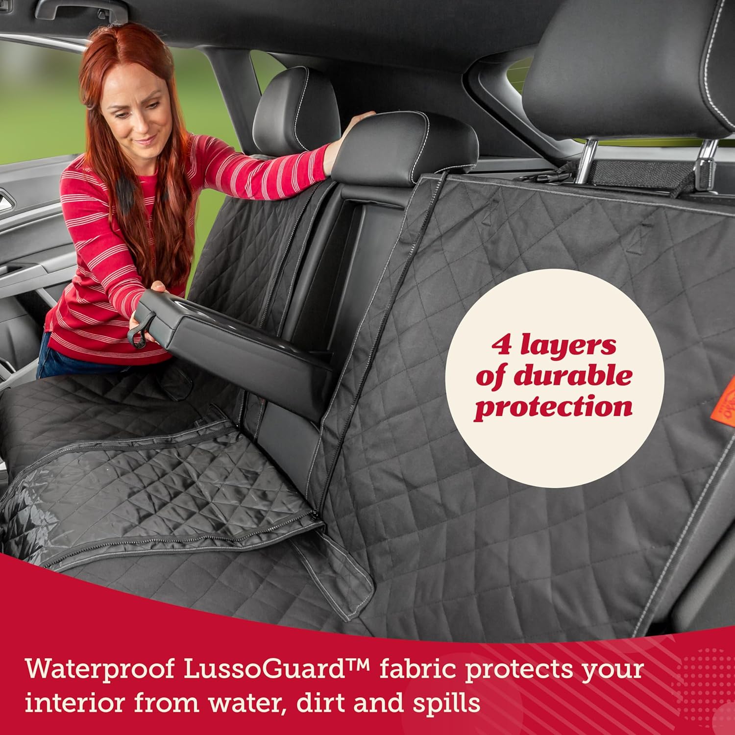 Lusso Gear Dog Car Seat Cover - Waterproof Non-Slip Car Back Seat Protector - Rear Car Seat Cover for Dogs - Universal Fit for Sedans Trucks SUVs - Scratchproof Backseat Car...