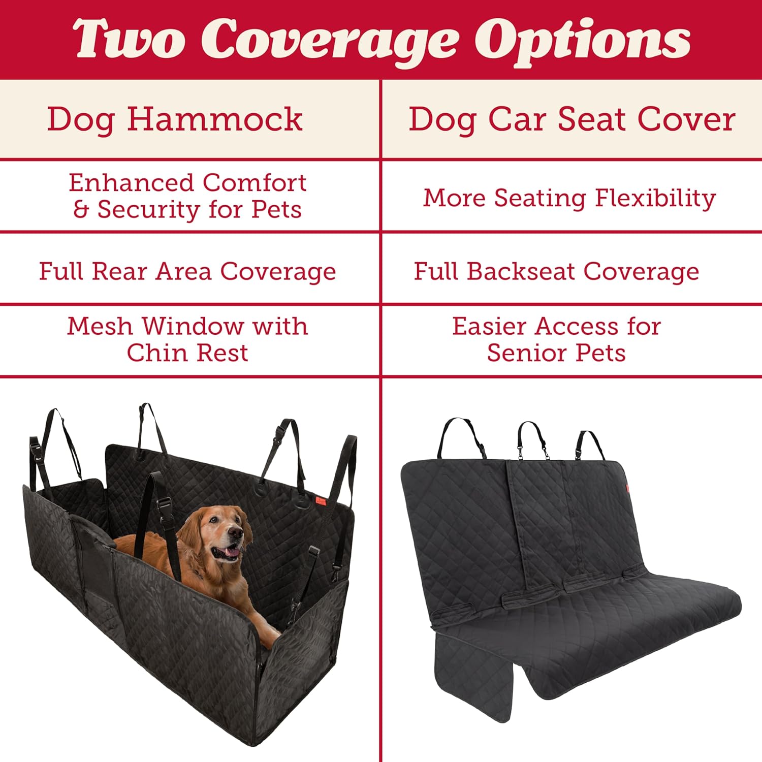 Lusso Gear Dog Car Seat Cover - Waterproof Non-Slip Car Back Seat Protector - Rear Car Seat Cover for Dogs - Universal Fit for Sedans Trucks SUVs - Scratchproof Backseat Car...