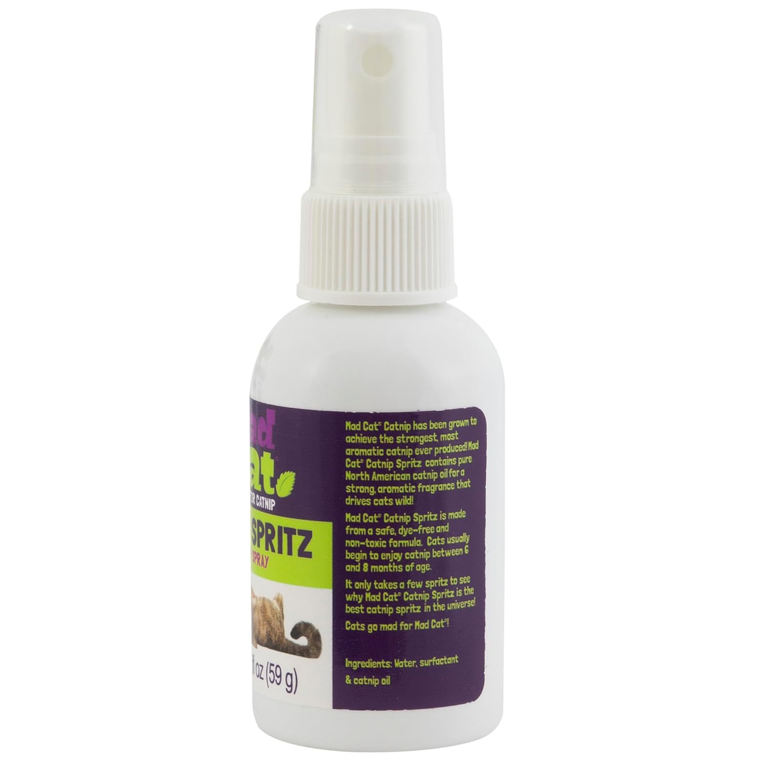 Mad Cat Frisky Spritz Safe Dye-Free Non- Toxic Pure North American Catnip Spray, 2 fl oz (59 g)