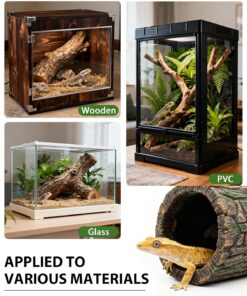 Magnetic Crested Gecko Hide - Resin Hollow Log Cave, Reptile Hide Cave, Reptile & Amphibian Habitat Hideouts, Aquariums & Terrariums Decor