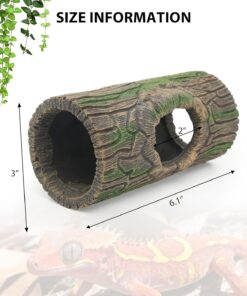 Magnetic Crested Gecko Hide - Resin Hollow Log Cave, Reptile Hide Cave, Reptile & Amphibian Habitat Hideouts, Aquariums & Terrariums Decor