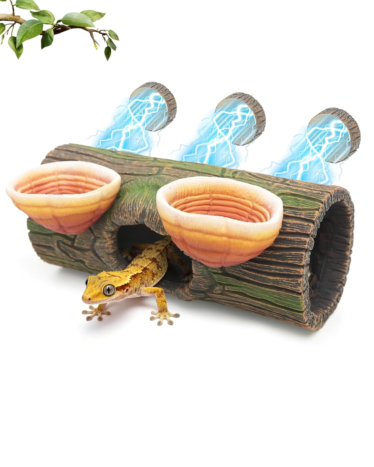 Magnetic Crested Gecko Hide - Resin Hollow Log Cave, Reptile Hide Cave, Reptile & Amphibian Habitat Hideouts, Aquariums & Terrariums Decor