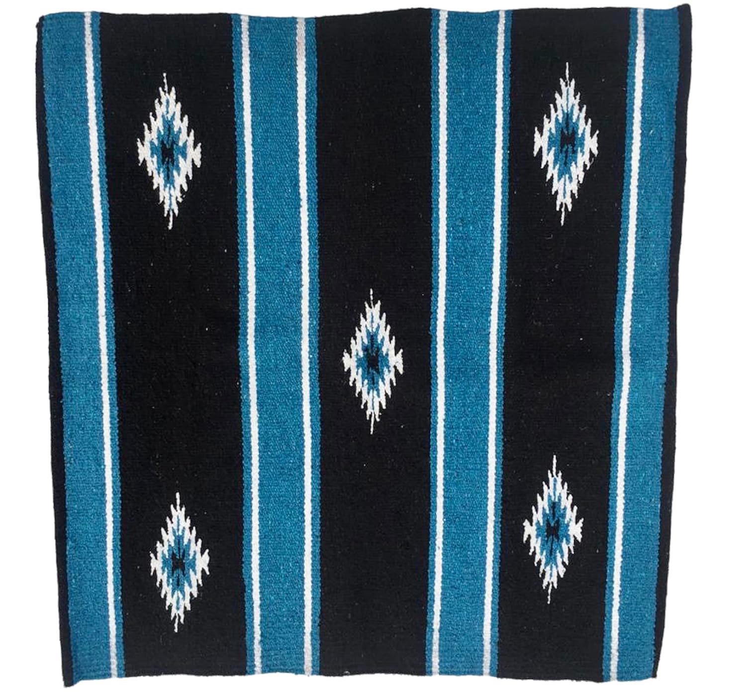 Majestic Ally 36"x 34" Navajo Design Acrylic Saddle Blanket -2.4 lbs (Hurricane Blue and Black)