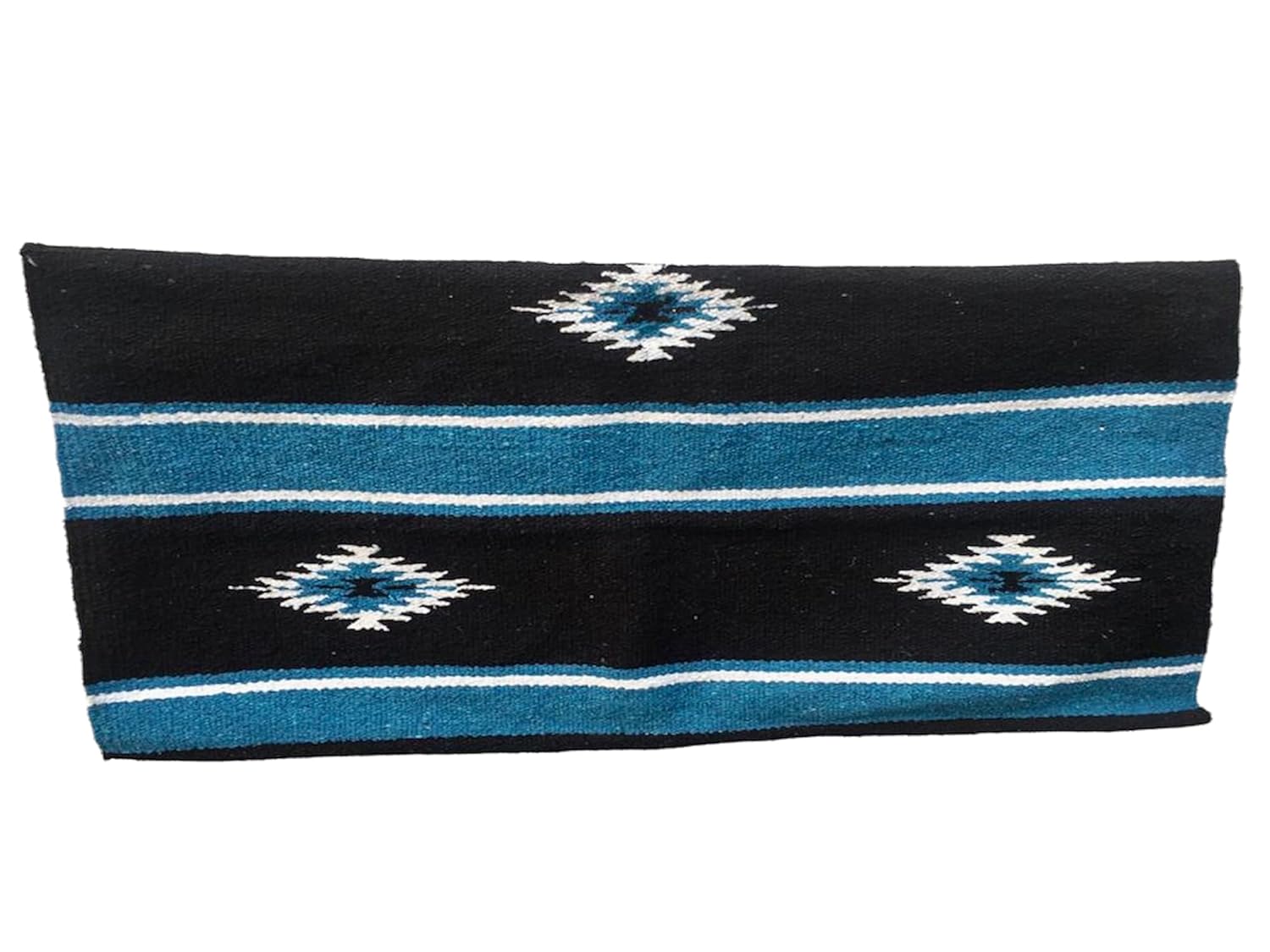 Majestic Ally 36"x 34" Navajo Design Acrylic Saddle Blanket -2.4 lbs (Hurricane Blue and Black)