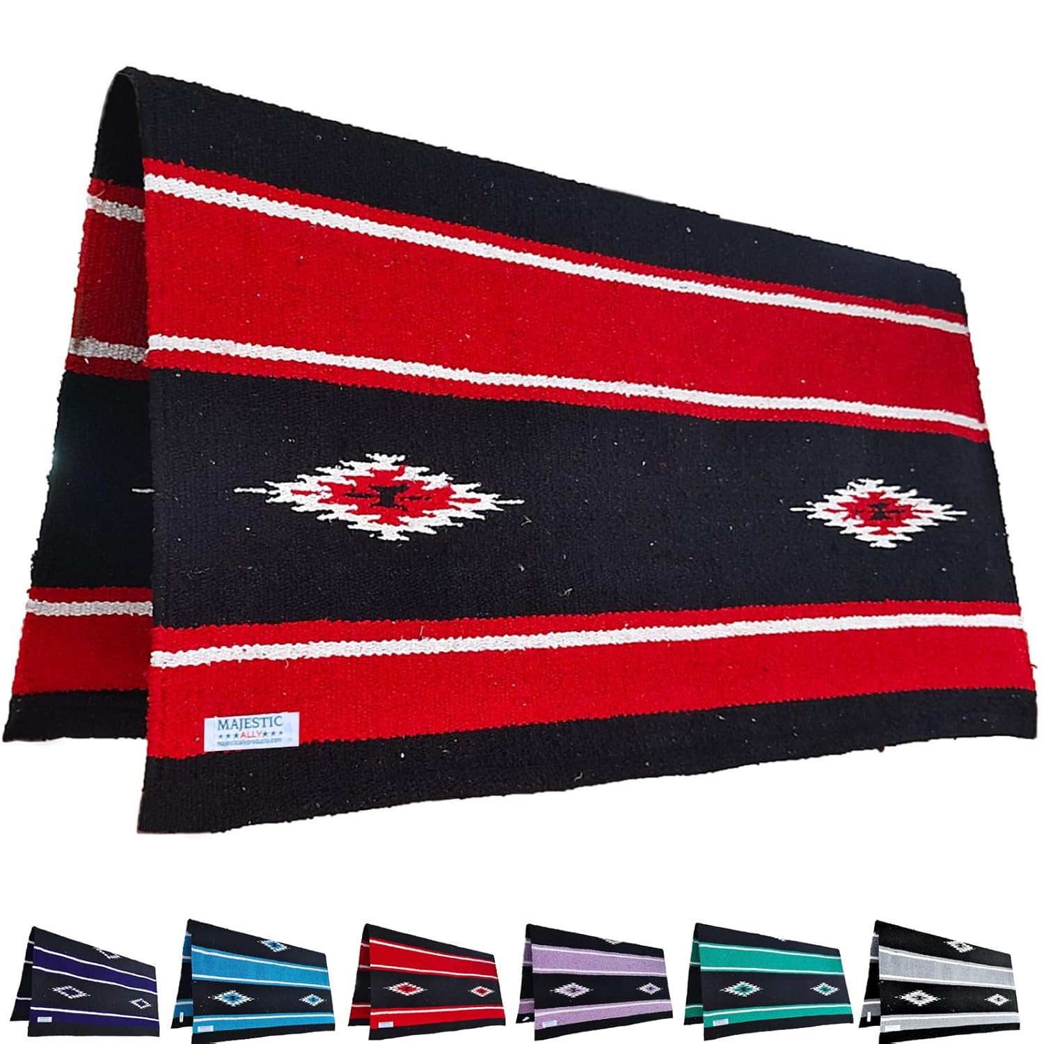 Majestic Ally 36"x 34" Navajo Design Acrylic Saddle Blanket -2.4 lbs (Purple and Black)