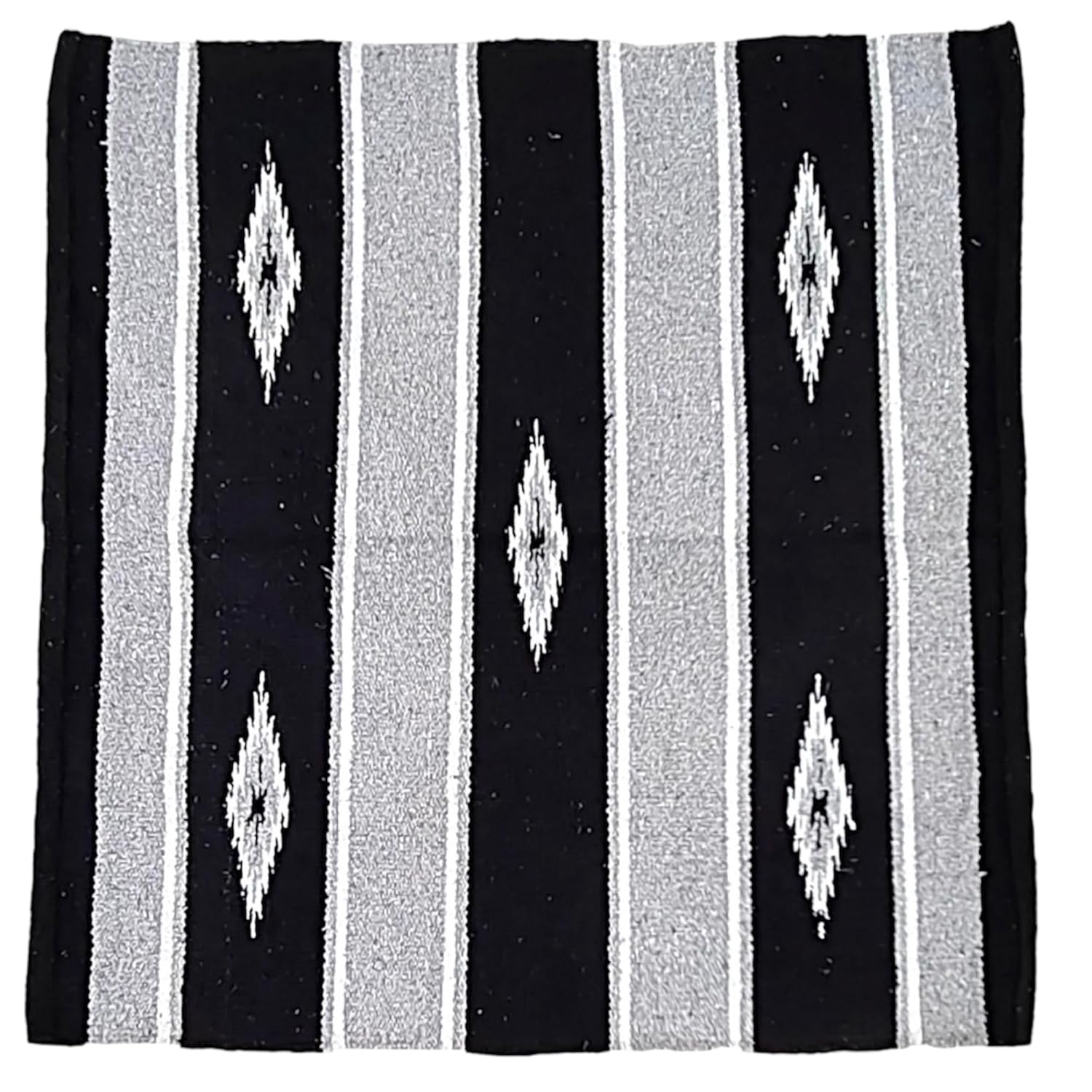 Majestic Ally 36"x34" Navajo Design Acrylic Saddle Blanket for Horses - 2.4 lbs - Gray and Black