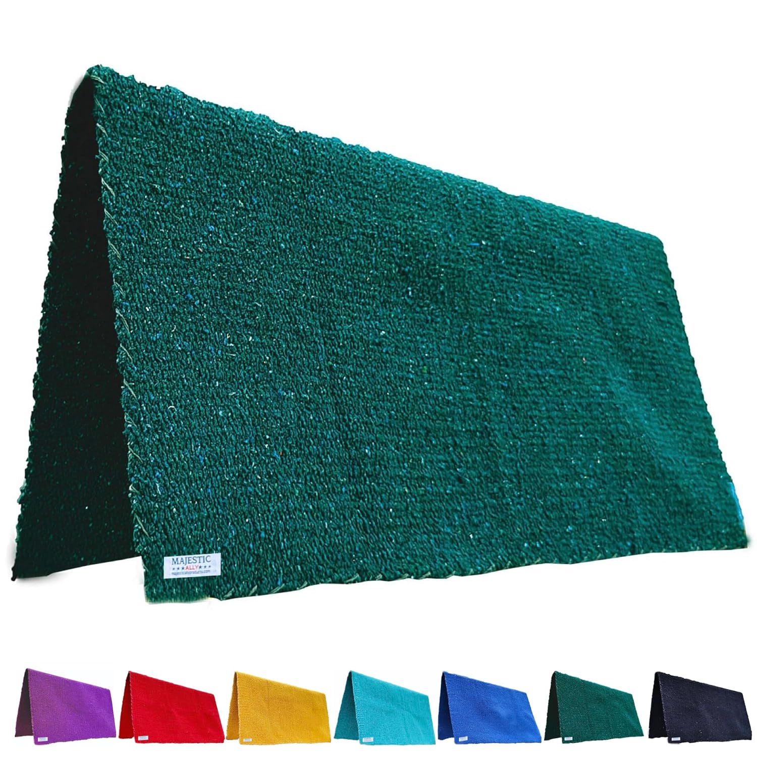 Majestic Ally Solid Color 34"x 36" Traditional Acrylic Saddle Blanket with Hemline Edges-3.7 lbs (Black)
