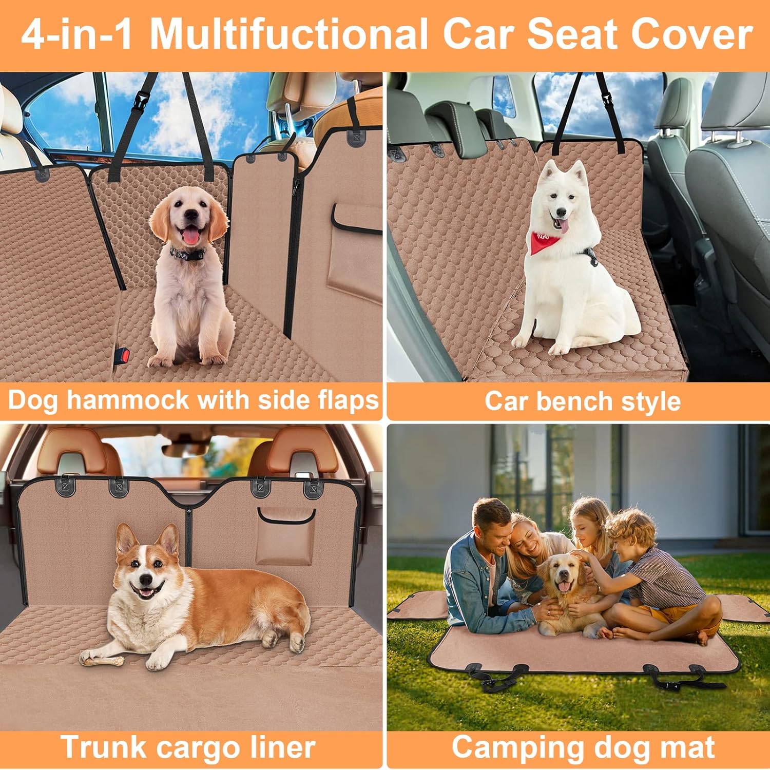 Mancro Back Seat Pet Cover for Dogs, 2026 Upgraded 600D Heavy Duty Waterproof & Scratch-Resistant Dog Hammock for Car, Car Cover for Dogs with Sedan, Trucks and SUVs, Standard,...