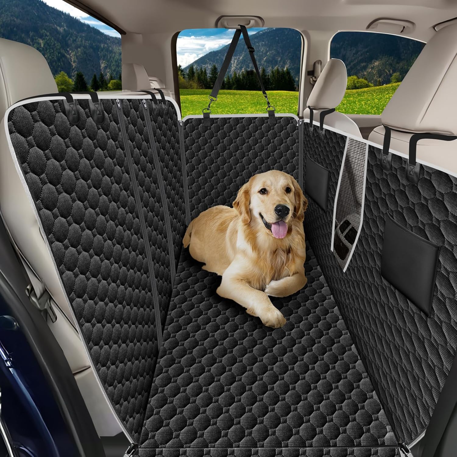 Mancro Back Seat Pet Cover for Dogs, 2026 Upgraded 600D Heavy Duty Waterproof & Scratch-Resistant Dog Hammock for Car, Car Cover for Dogs with Sedan, Trucks and SUVs, Standard,...