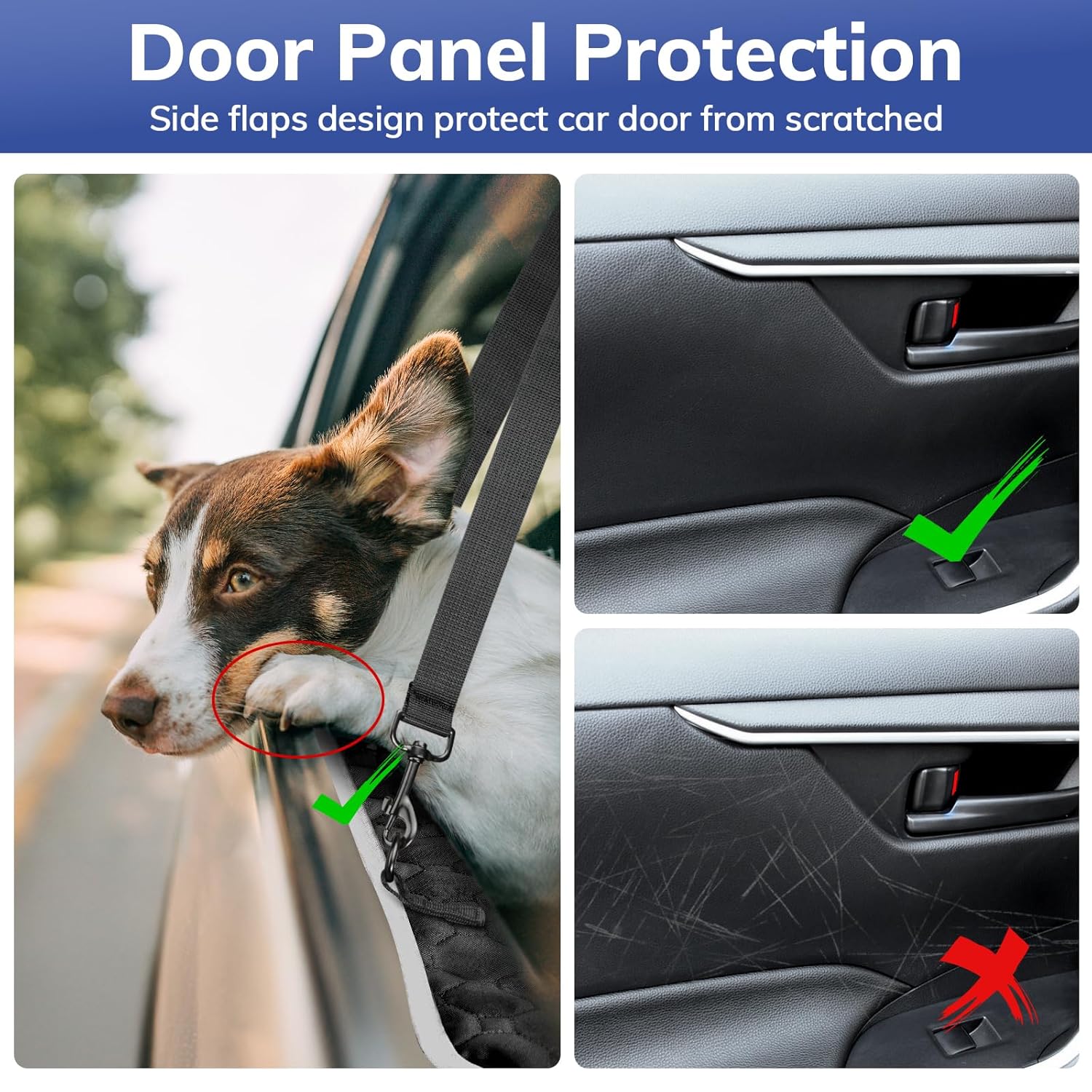 Mancro Back Seat Pet Cover for Dogs, Dog Hammock for Truck with Zipper Side Flap, Waterproof Covers for Full Size Crew Cab Trucks with Fold Up Seats, Fit for Ford F150, Dark...