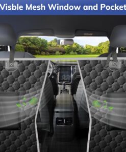 Mancro Back Seat Pet Cover for Dogs, Dog Hammock for Truck with Zipper Side Flap, Waterproof Covers for Full Size Crew Cab Trucks with Fold Up Seats, Fit for Ford F150, Dark...