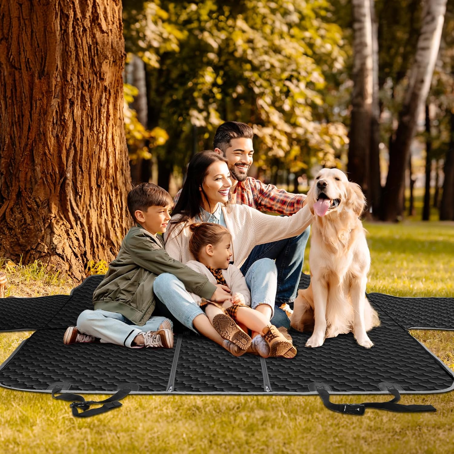 Mancro Back Seat Pet Cover for Dogs, Dog Hammock for Truck with Zipper Side Flap, Waterproof Covers for Full Size Crew Cab Trucks with Fold Up Seats, Fit for Ford F150, Dark...