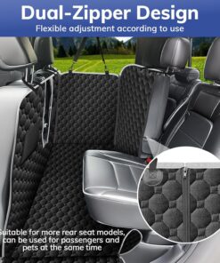 Mancro Back Seat Pet Cover for Dogs, Dog Hammock for Truck with Zipper Side Flap, Waterproof Covers for Full Size Crew Cab Trucks with Fold Up Seats, Fit for Ford F150, Dark...