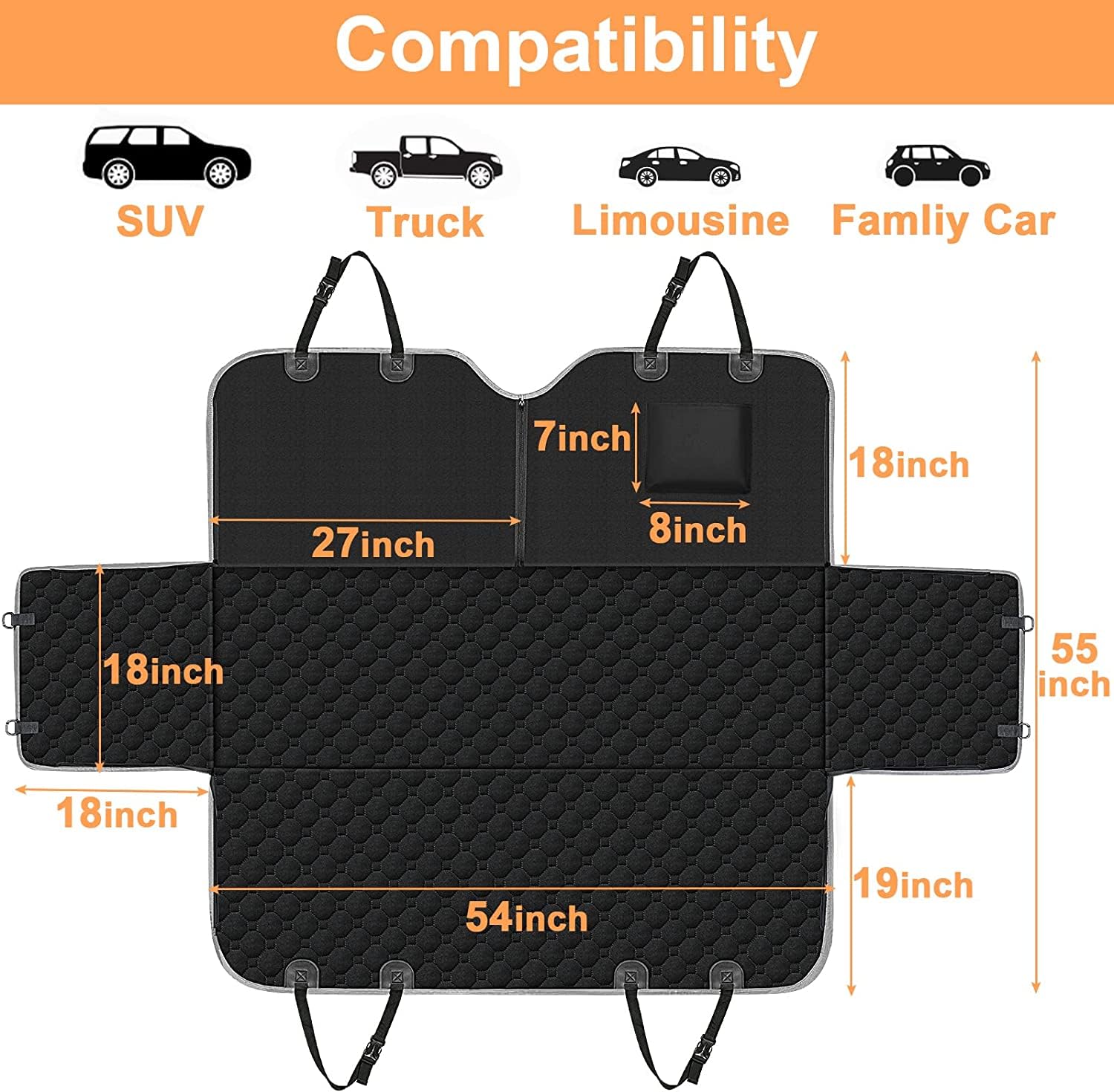 Mancro Dog Car Seat Cover, 2026 Upgraded 600D Heavy Duty Waterproof & Scratch-Resistant Dog Hammock for Car, Back Seat Pet Cover for Dogs with Sedan, Trucks and SUVs, Standard,...