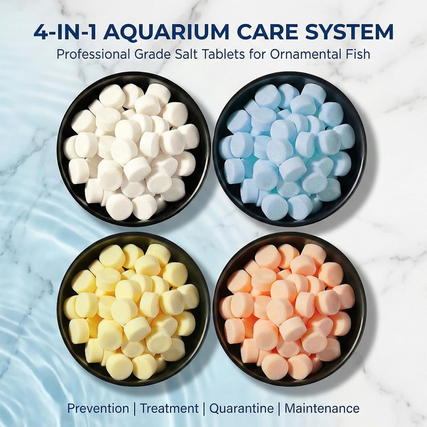MAQIHAN 150 Tablets Aquarium Salt - Aquarium Salt Freshwater for Freshwater Tank Koi Pond Salt for Koi Fish, Goldfish, Guppies, Mollies, Scats, Monos