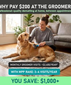 Maxpower Planet Original Pet Grooming Rake - Double-Sided Deshedding Dematting Tool, Undercoat Rake for Dogs & Cats, Extra-Wide Dog Grooming Brush & Deshedder Comb for Long...