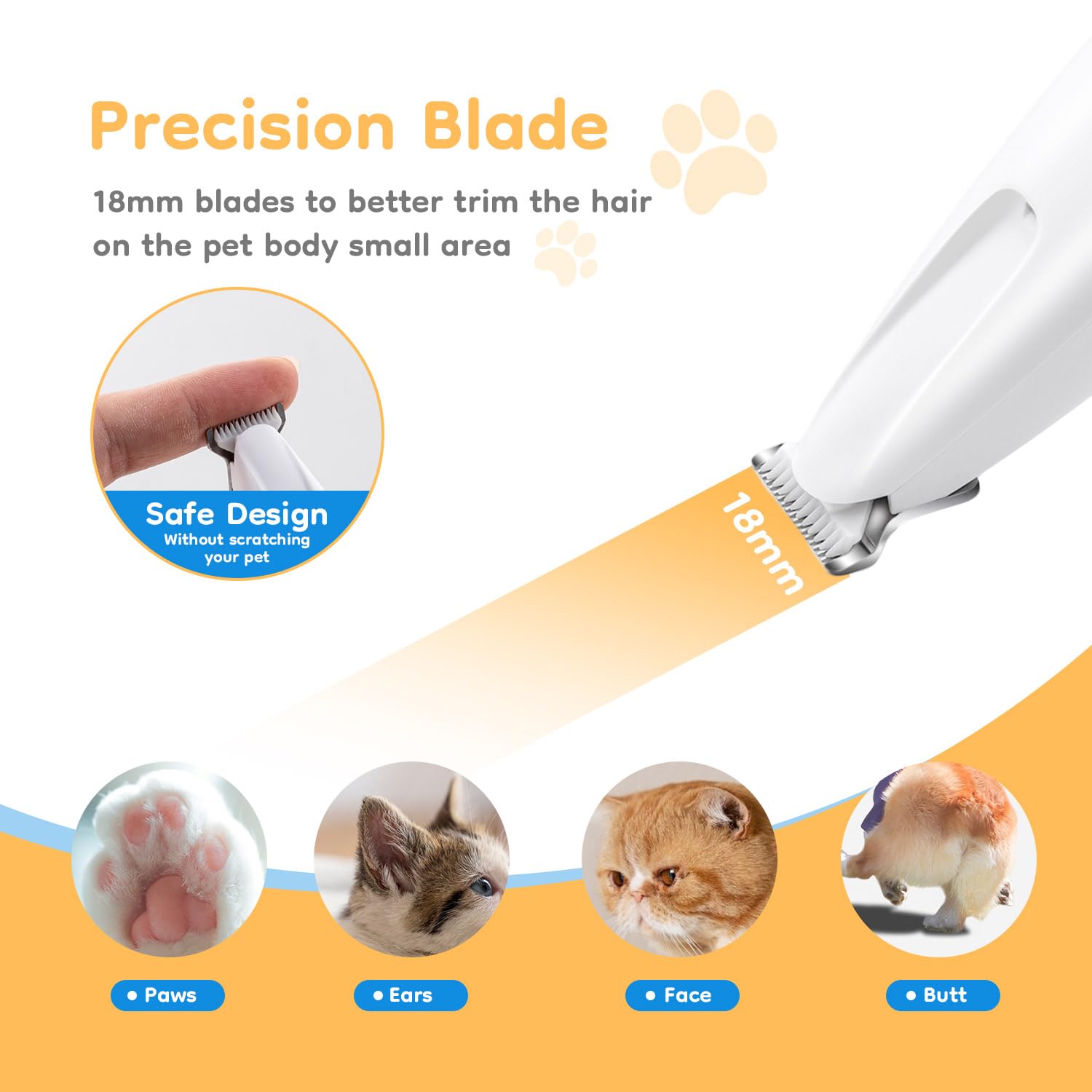 Mcbazel Pet Micro Precision Trimmer, Multifunctional Pet Hair Trimmer Waterproof Rechargeable Shaver with LED Light for Paws Eyes Ears Face Buttocks for Small Dogs and Cats,50dB...