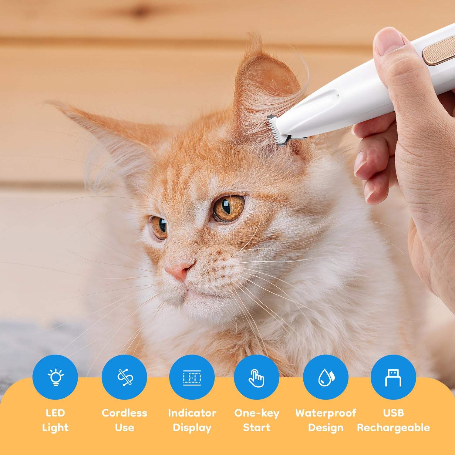 Mcbazel Pet Micro Precision Trimmer, Multifunctional Pet Hair Trimmer Waterproof Rechargeable Shaver with LED Light for Paws Eyes Ears Face Buttocks for Small Dogs and Cats,50dB...