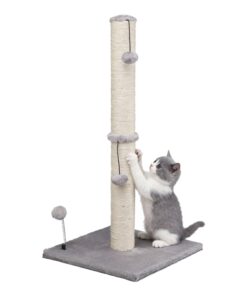 MECOOL Cat Scratching Post Premium Basics Kitten Scratcher Sisal Scratch Posts with Hanging Ball 22in for Kittens or Smaller Cats (22 inches for Kitten, Beige)