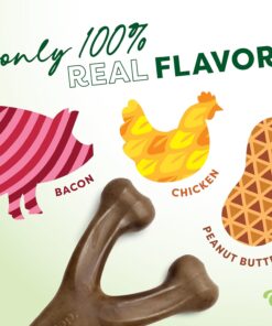 Medium 3-Pack, Benebone Wishbone Durable Dog Chew Toy for Aggressive Chewers, Real Bacon, Chicken, Peanut Butter, Made in USA, Variety Pack