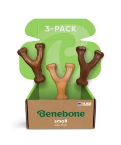 Medium 3-Pack, Benebone Wishbone Durable Dog Chew Toy for Aggressive Chewers, Real Bacon, Chicken, Peanut Butter, Made in USA, Variety Pack