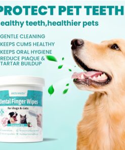 MEDUWEDU Dental Care Finger Wipes 60 Counts,Teeth Cleaning Finger Wipes for Dogs & Cats,Reduces Plaque & Supports Oral Freshness, Coconut Scent