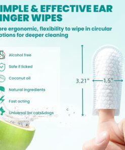 MEDUWEDU Ear Cleaner Finger Wipes 60 Counts, Dog Ear Cleaner, Grooming Kit Care for Dogs and Cats, Soft & Easy Otic Cleaning Pads, Remove Wax, Dirt & Stop Smelly, Itchy,...