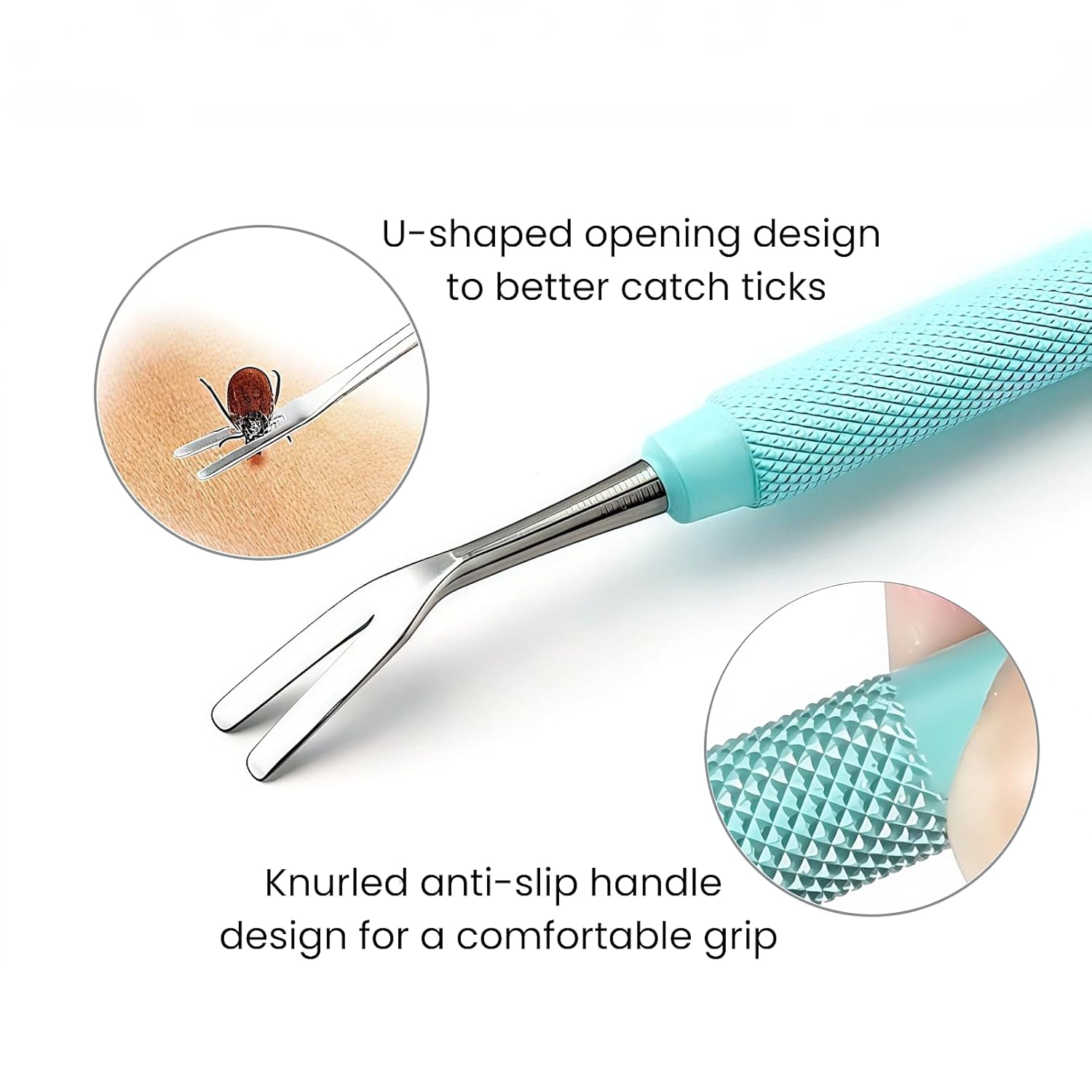 MEDUWEDU Tick Removal Tool Kit for Dogs, Cats & Humans – Stainless Steel Tick Tweezer, Fork & Dual-Head Clamp with Leather Pouch, Safe & Easy Tick Remover for Pets, Ideal for...