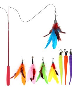 MeoHui Cat Toys for Indoor Cats, Interactive Cat Toy 2PCS Retractable Wand Toy and 9PCS Cat Feather Toys Refills, Funny Kitten Toys Cat Fishing Pole Toy for Bored Indoor Cats...