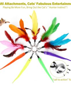 MeoHui Cat Toys for Indoor Cats, Interactive Cat Toy 2PCS Retractable Wand Toy and 9PCS Cat Feather Toys Refills, Funny Kitten Toys Cat Fishing Pole Toy for Bored Indoor Cats...