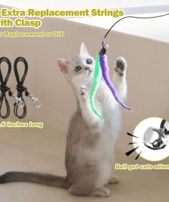 MeoHui Cat Toys for Indoor Cats, Interactive Cat Toy 2PCS Retractable Wand Toy and 9PCS Cat Feather Toys Refills, Funny Kitten Toys Cat Fishing Pole Toy for Bored Indoor Cats...
