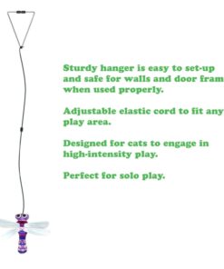 Meowijuana Dragonfly Jump 'n' Jamb Door Hanging Cat Toy and Purrple Passion Catnip Blend | Refillable Interactive Catnip Toy | Catnip Grown in North America