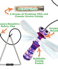 Meowijuana Dragonfly Jump 'n' Jamb Door Hanging Cat Toy and Purrple Passion Catnip Blend | Refillable Interactive Catnip Toy | Catnip Grown in North America