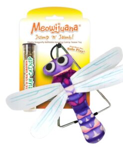 Meowijuana Dragonfly Jump 'n' Jamb Door Hanging Cat Toy and Purrple Passion Catnip Blend | Refillable Interactive Catnip Toy | Catnip Grown in North America