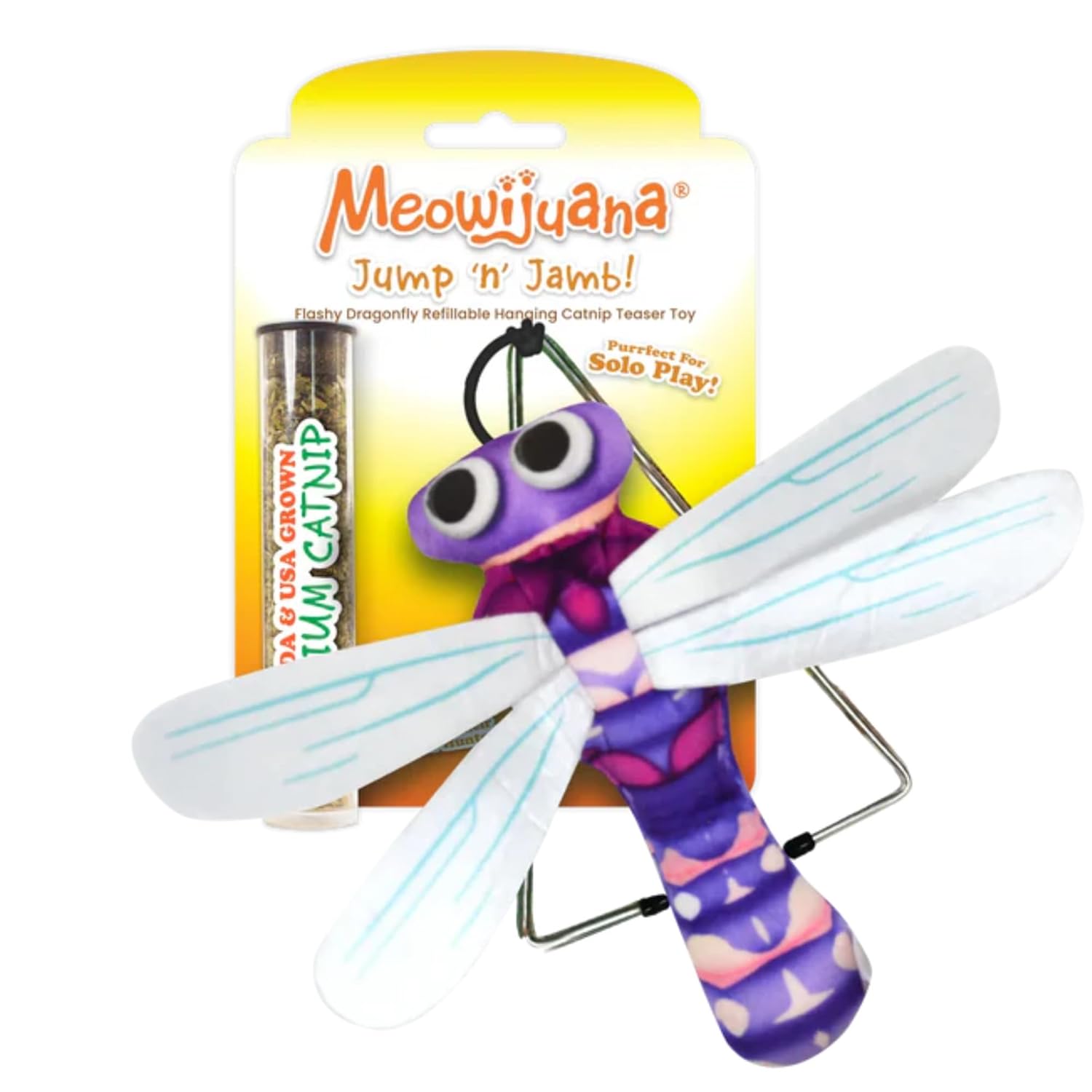 Meowijuana Jump 'n' Jamb Door Hanging Cat Toy | Deep Sea Squid | Refillable Interactive Catnip Toy | Promotes Play and Cat Health | Includes Potent Catnip Grown in North America