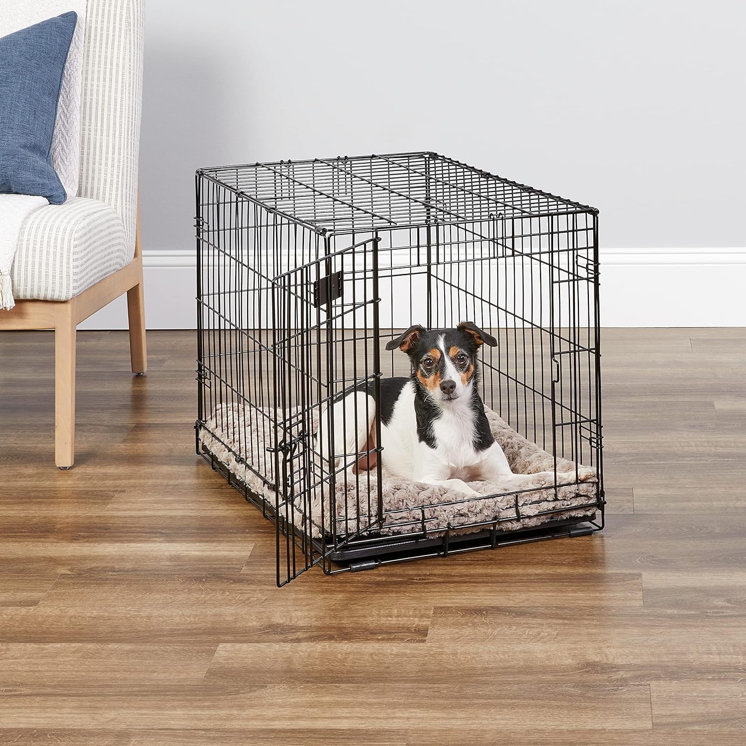 MidWest Homes for Pets 30-Inch iCrate for Medium Breeds, 21-40 lbs, Single Door Folding Dog Crate with Divider Panel, Leak-Proof Tray & Secure Latch, Portable, Durable & Easy to...