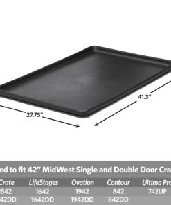 MidWest Homes for Pets 42-Inch Replacement Pan, Measures 41.3 x 27.75 x 1 Inches, Universal Leak-Proof Tray for Dog Crates & Multi-Purpose Use, Fits Most Standard 42