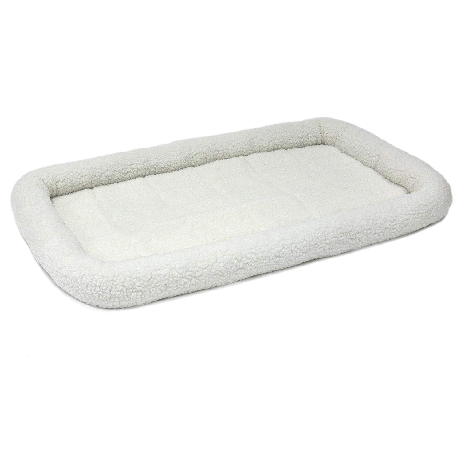 MidWest Homes for Pets QuietTime XXS Dog Bed - White Fleece Bolster, Ultra-Soft and Machine Washable, Fits 18-Inch Crates and Carriers, for Small Dogs and Cats