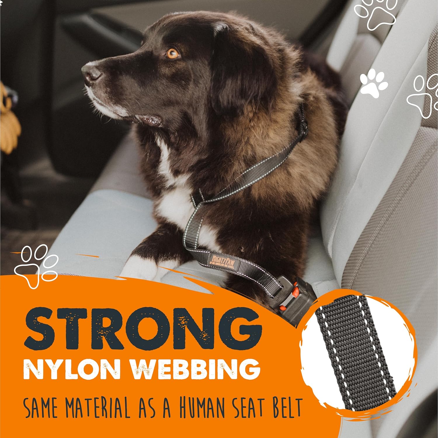 Mighty Paw Dog Seat Belt for Car - Safe Distraction Free Driving, Heavy-Duty Design with Aviation Grade Aluminum Carabiner, Adjustable Dog Seatbelt Harness for Small, Medium and...