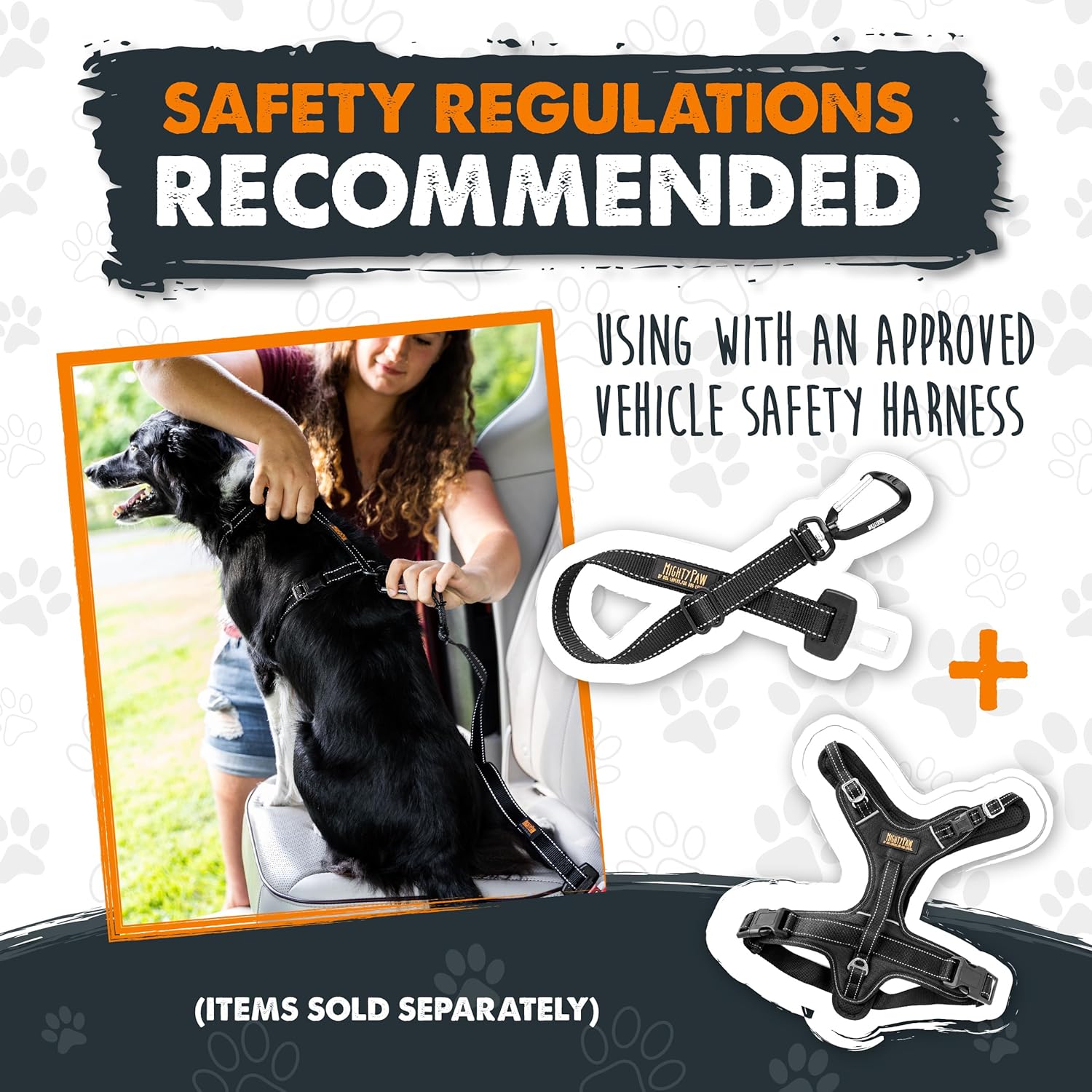 Mighty Paw Dog Seat Belt for Car - Safe Distraction Free Driving, Heavy-Duty Design with Aviation Grade Aluminum Carabiner, Adjustable Dog Seatbelt Harness for Small, Medium and...