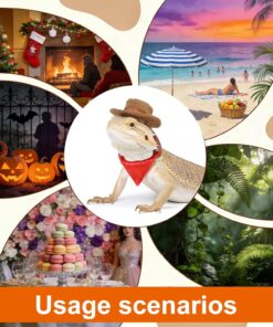 Molain Bearded Dragon Clothes, Lizard Cowboy Hat Bandana Costume Set Bearded Dragon Clothing Outfit for Cosplay Photo Costume Props Fits Gecko Chameleon Ferret